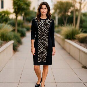 Philosophy Women's Sweater Dress Cashmere Blend Animal Print Long Sleeve Med EUC